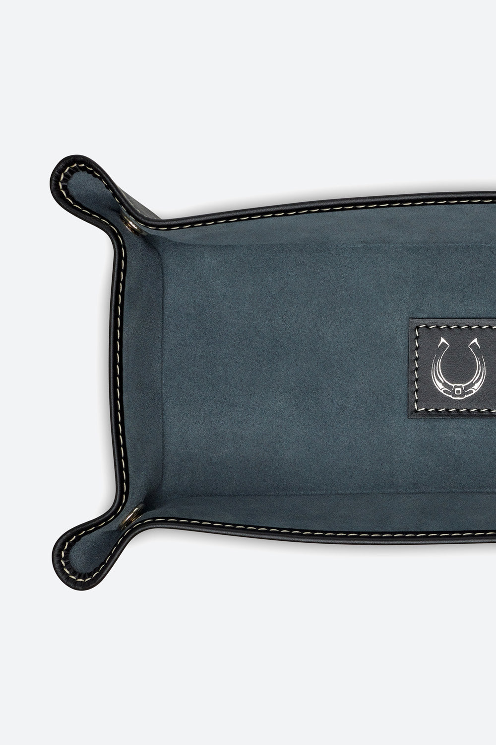 Medium Rectangular Leather Valet Tray in Black