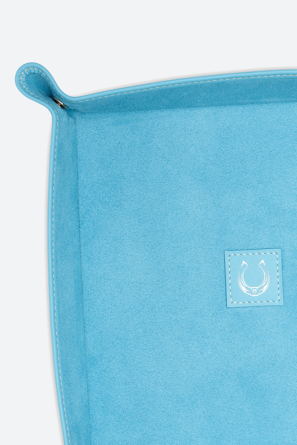 Large Square Leather Valet Tray in Light Blue