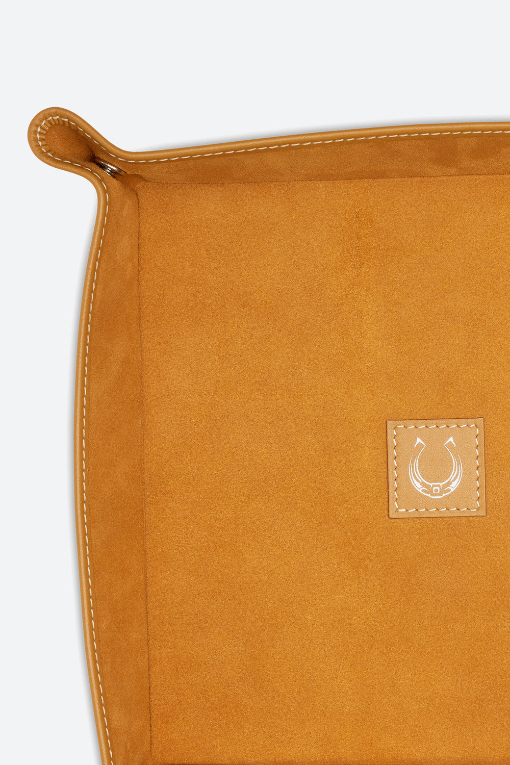 Large Square Leather Valet Tray in Apricot