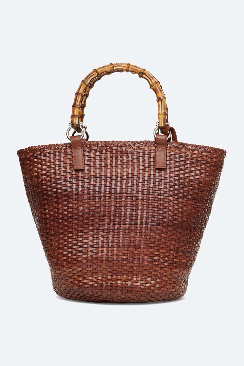 Maria Woven Leather Basket Bag in Cognac