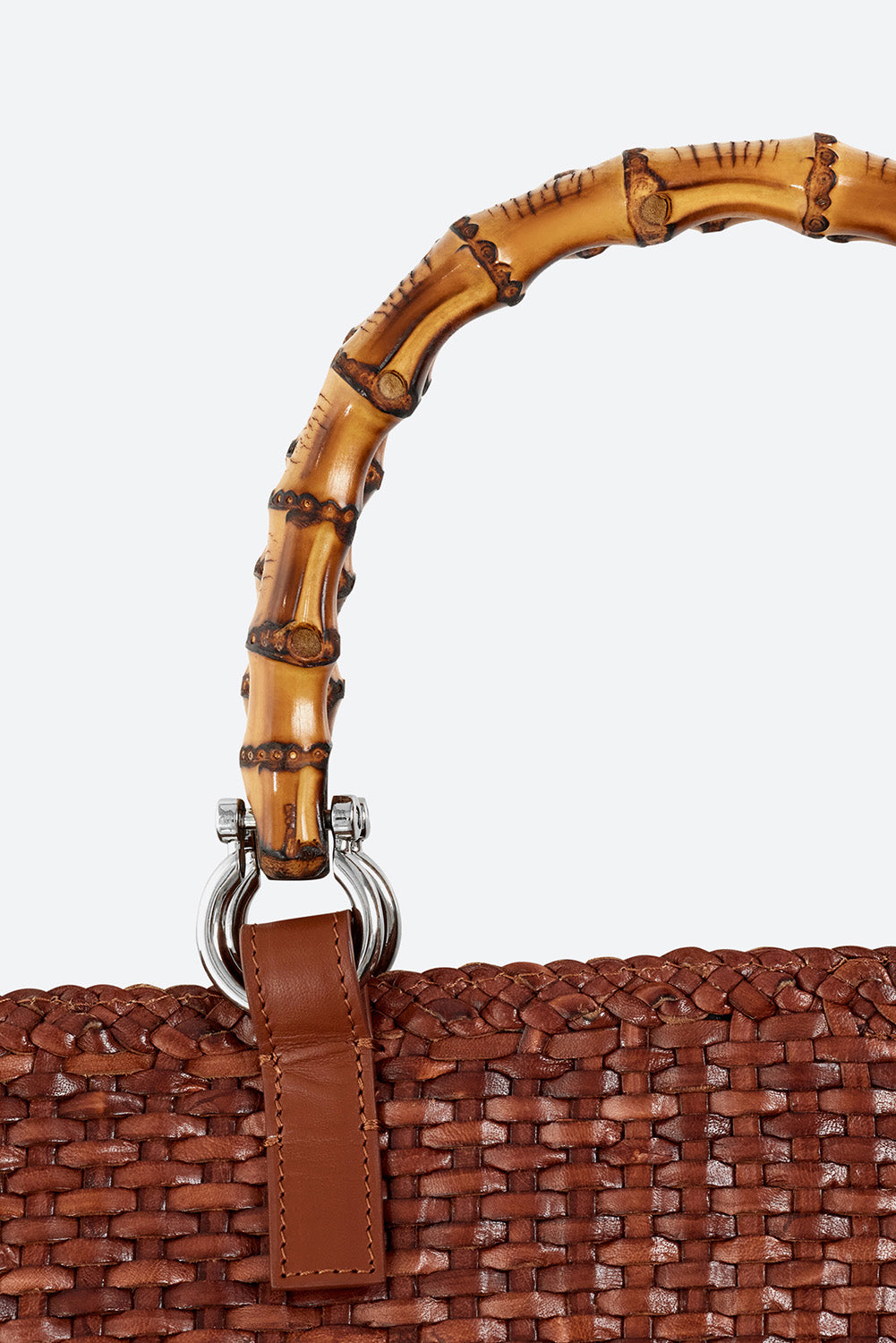 Maria Woven Leather Basket Bag in Cognac