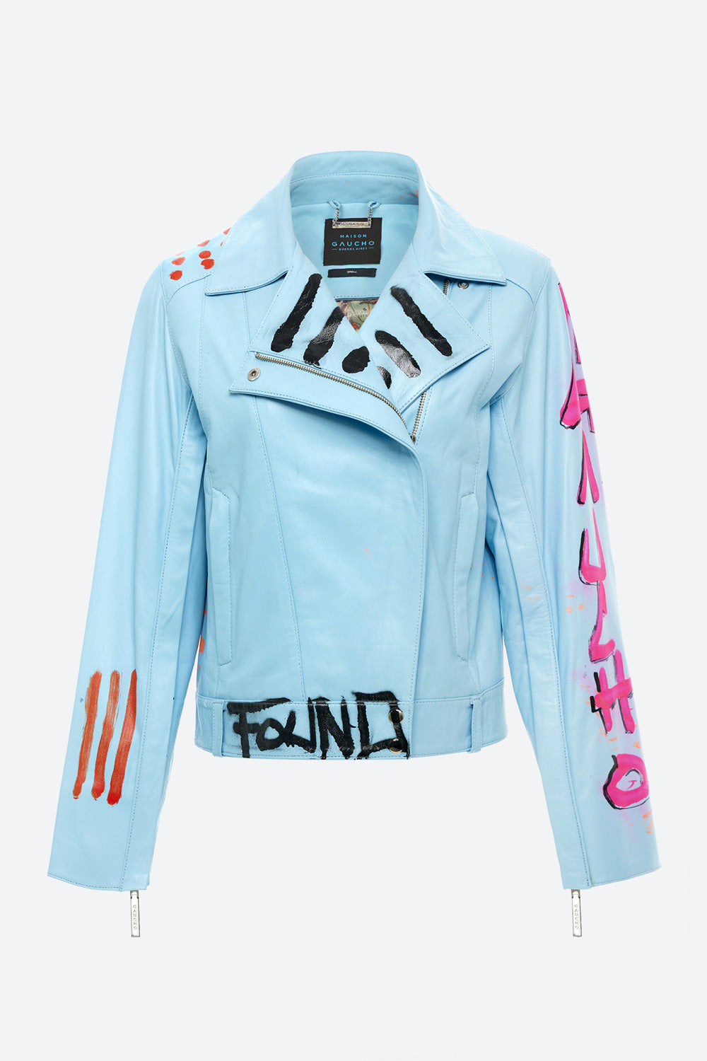 Art Basel Inspired Felicitas Biker Jacket in Light Blue