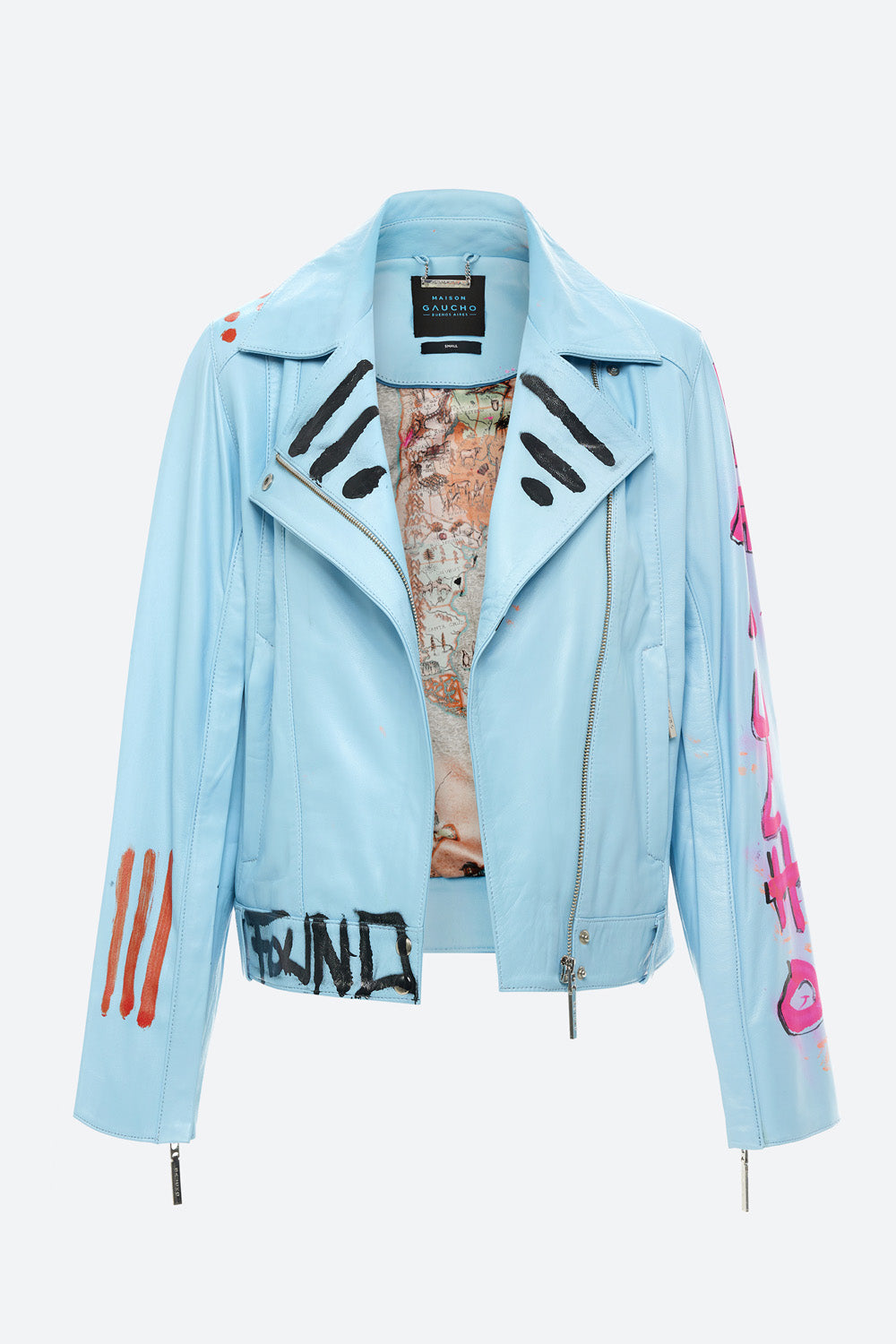 Art Basel Inspired Felicitas Biker Jacket in Light Blue