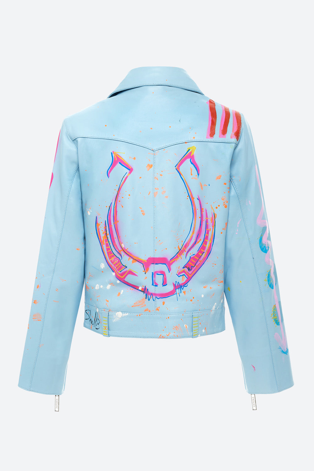 Art Basel Inspired Felicitas Biker Jacket in Light Blue