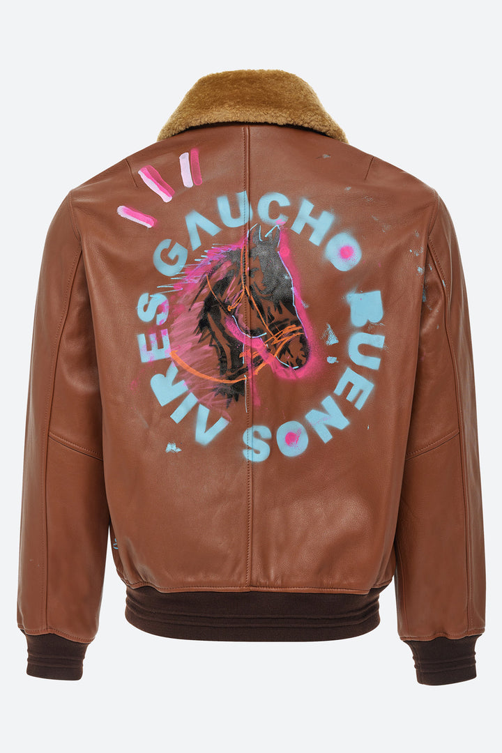 Art Basel Inspired Gurruchaga Bomber in Cognac