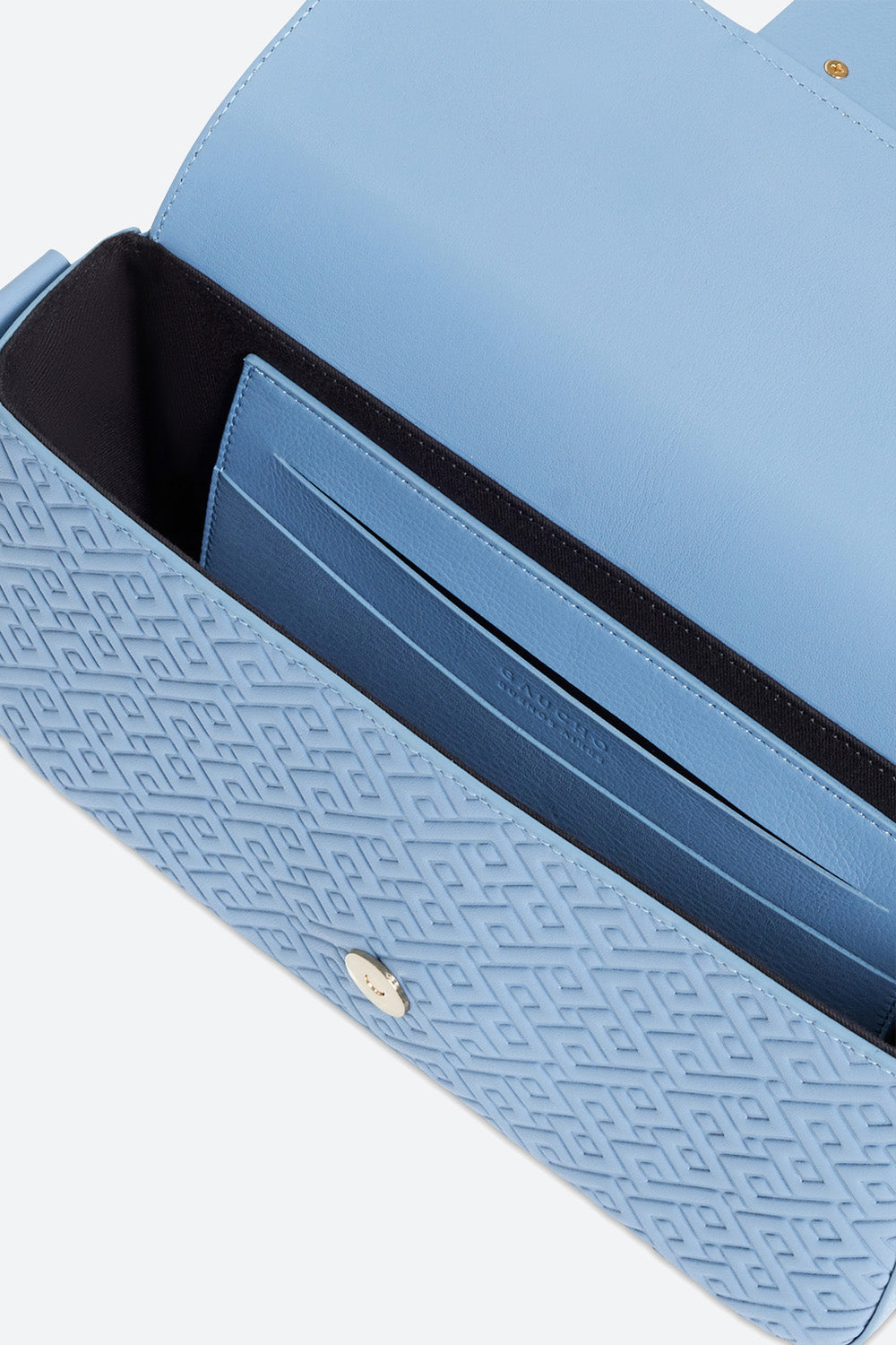 Malvina Baguette Handbag in Light Blue, with Polished Gold-toned Hardware