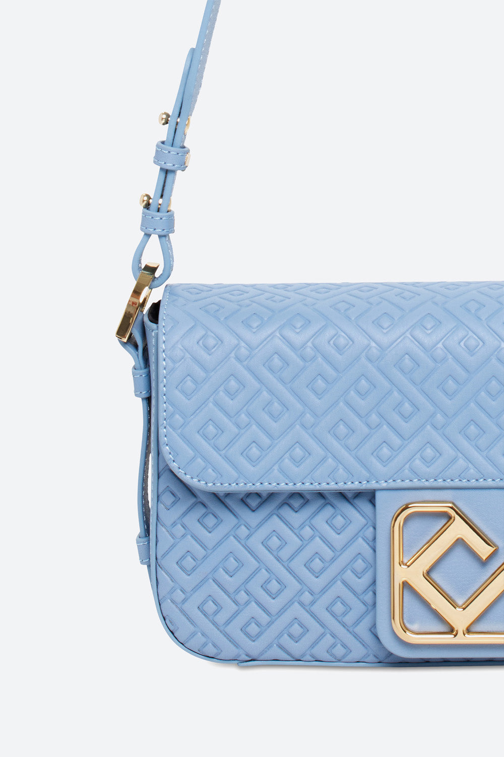 Malvina Baguette Handbag in Light Blue, with Polished Gold-toned Hardware