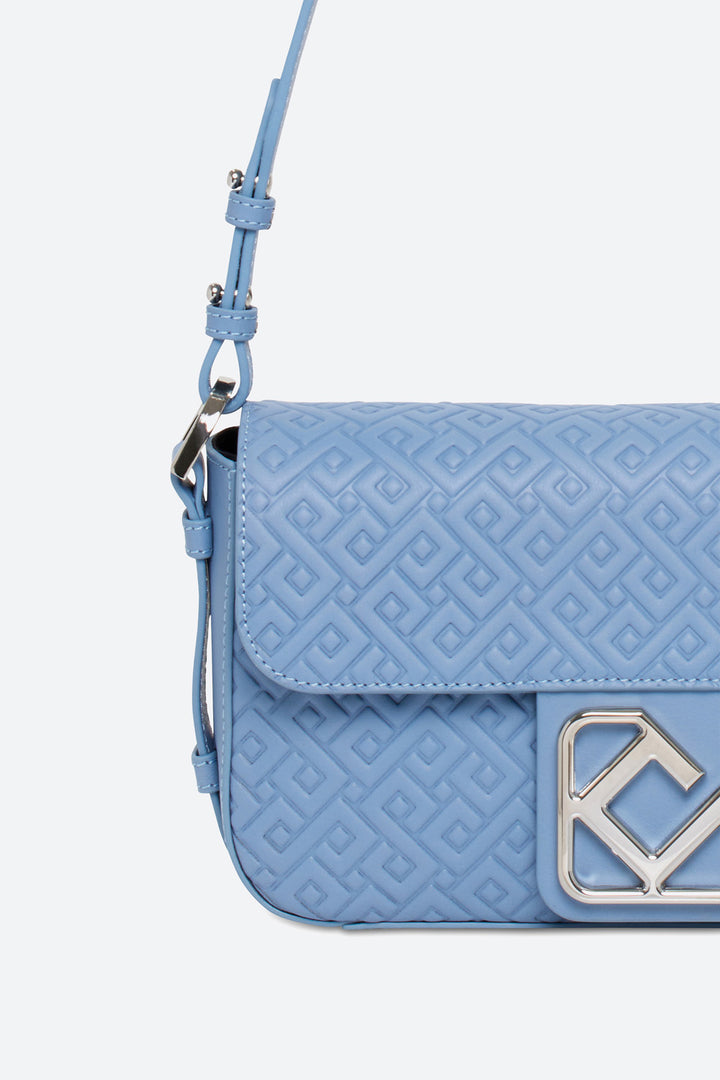 Malvina Baguette Handbag in Light Blue, with Polished Chrome Hardware