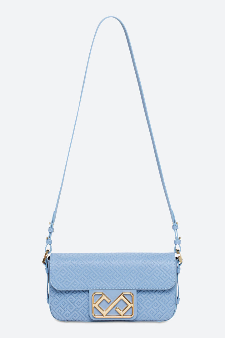 Malvina Baguette Handbag in Light Blue, with Polished Gold-toned Hardware