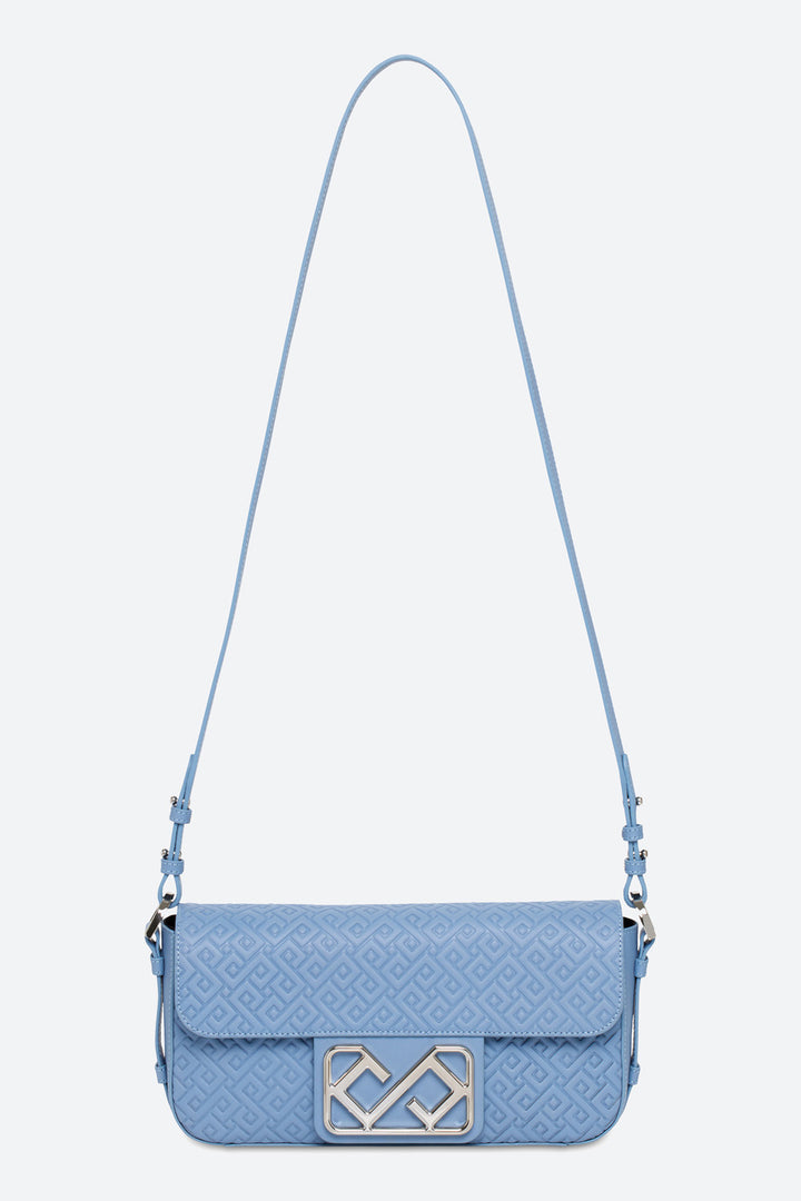 Malvina Baguette Handbag in Light Blue, with Polished Chrome Hardware
