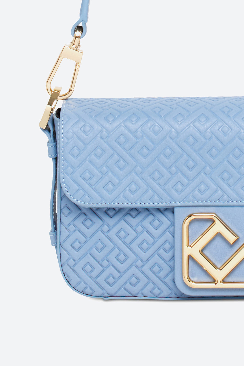 Malvina Baguette Handbag in Light Blue, with Polished Gold-toned Hardware