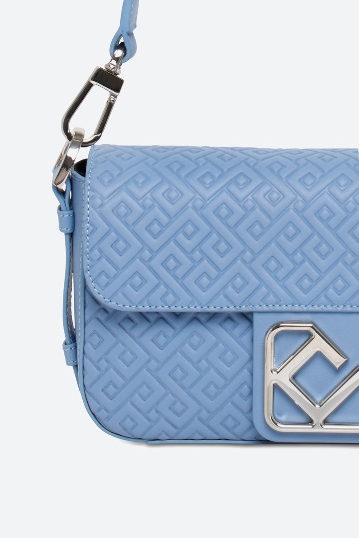 Malvina Baguette Handbag in Light Blue, with Polished Chrome Hardware