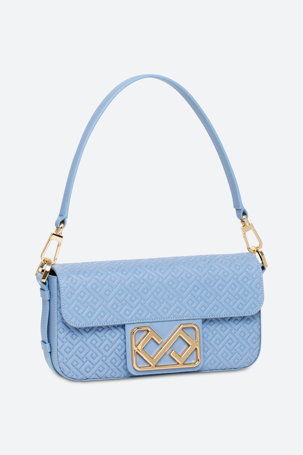 Malvina Baguette Handbag in Light Blue, with Polished Gold-toned Hardware