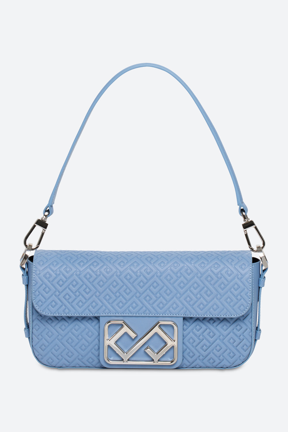 Malvina Baguette Handbag in Light Blue, with Polished Chrome Hardware