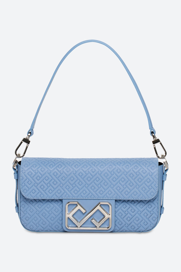 Malvina Baguette Handbag in Light Blue, with Polished Chrome Hardware