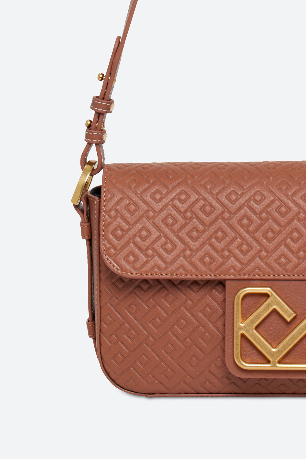 Malvina Baguette Handbag in Cognac, with Polished Gold-toned Hardware