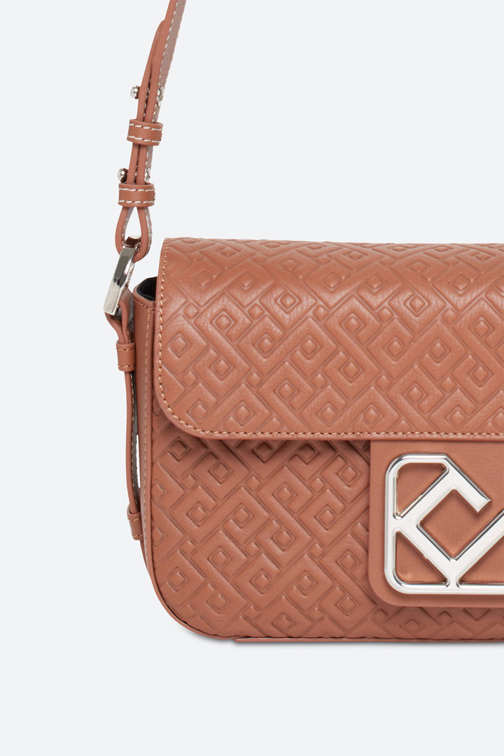 Malvina Baguette Handbag in Cognac, with Polished Chrome Hardware