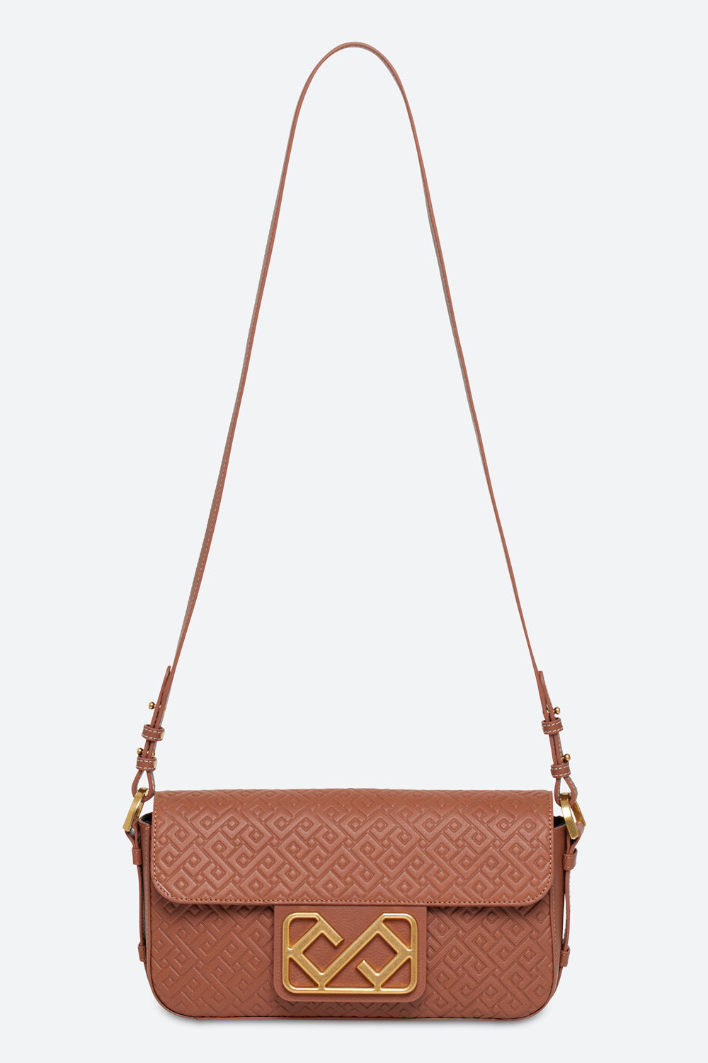 Malvina Baguette Handbag in Cognac, with Polished Gold-toned Hardware