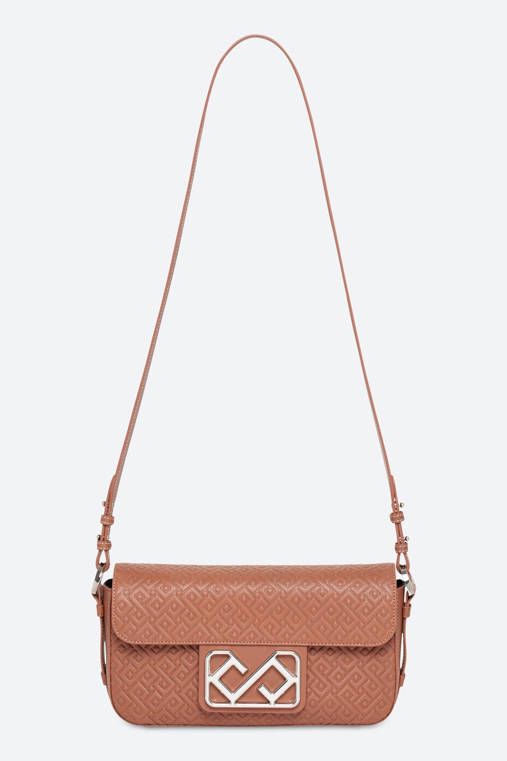 Malvina Baguette Handbag in Cognac, with Polished Chrome Hardware