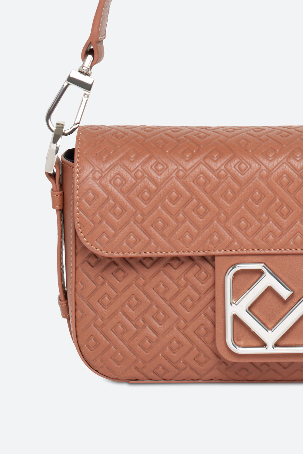 Malvina Baguette Handbag in Cognac, with Polished Chrome Hardware