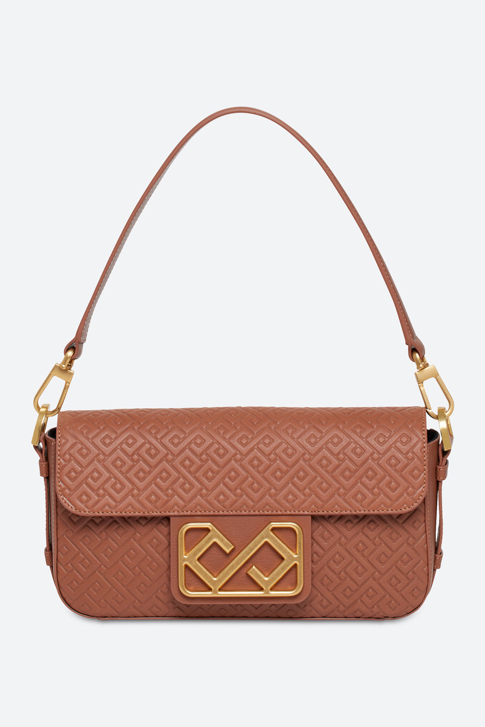 Malvina Baguette Handbag in Cognac, with Polished Gold-toned Hardware