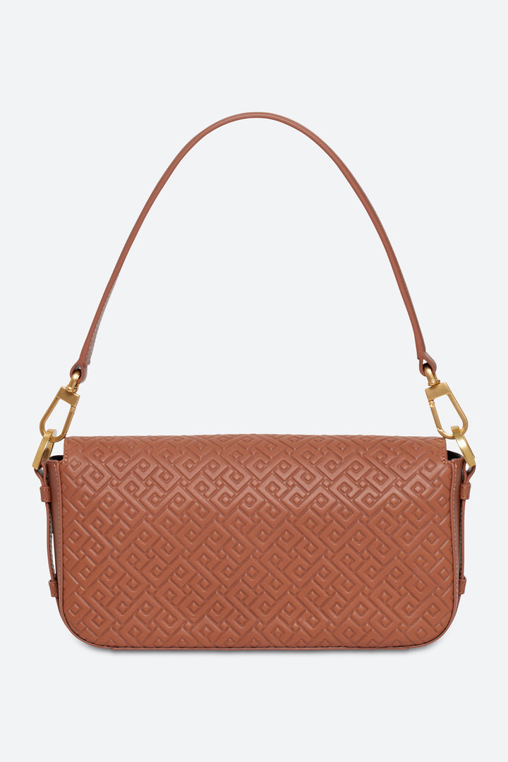 Malvina Baguette Handbag in Cognac, with Polished Gold-toned Hardware