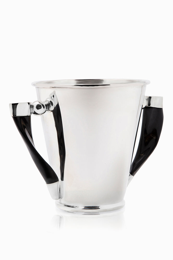 Palpala Ice Bucket, Black Horn, Polished Silver