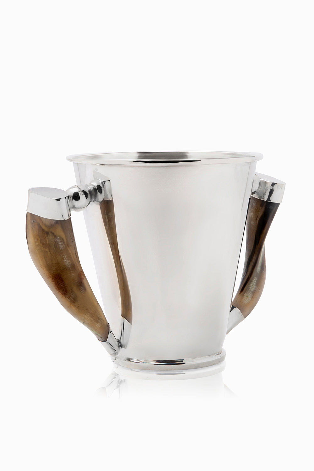 Palpala Ice Bucket, Brown Horn, Polished Silver