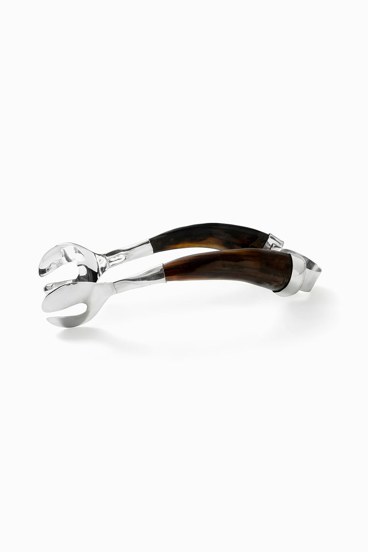 Palpala Ice Tong, Brown Horn, Polished Silver