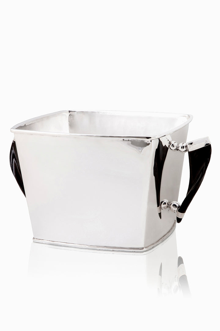 Palpala Big Square Bucket, Black Horn, Polished Silver Media 1 of 3Palpala Big Square Bucket, Black Horn, Polished Silver