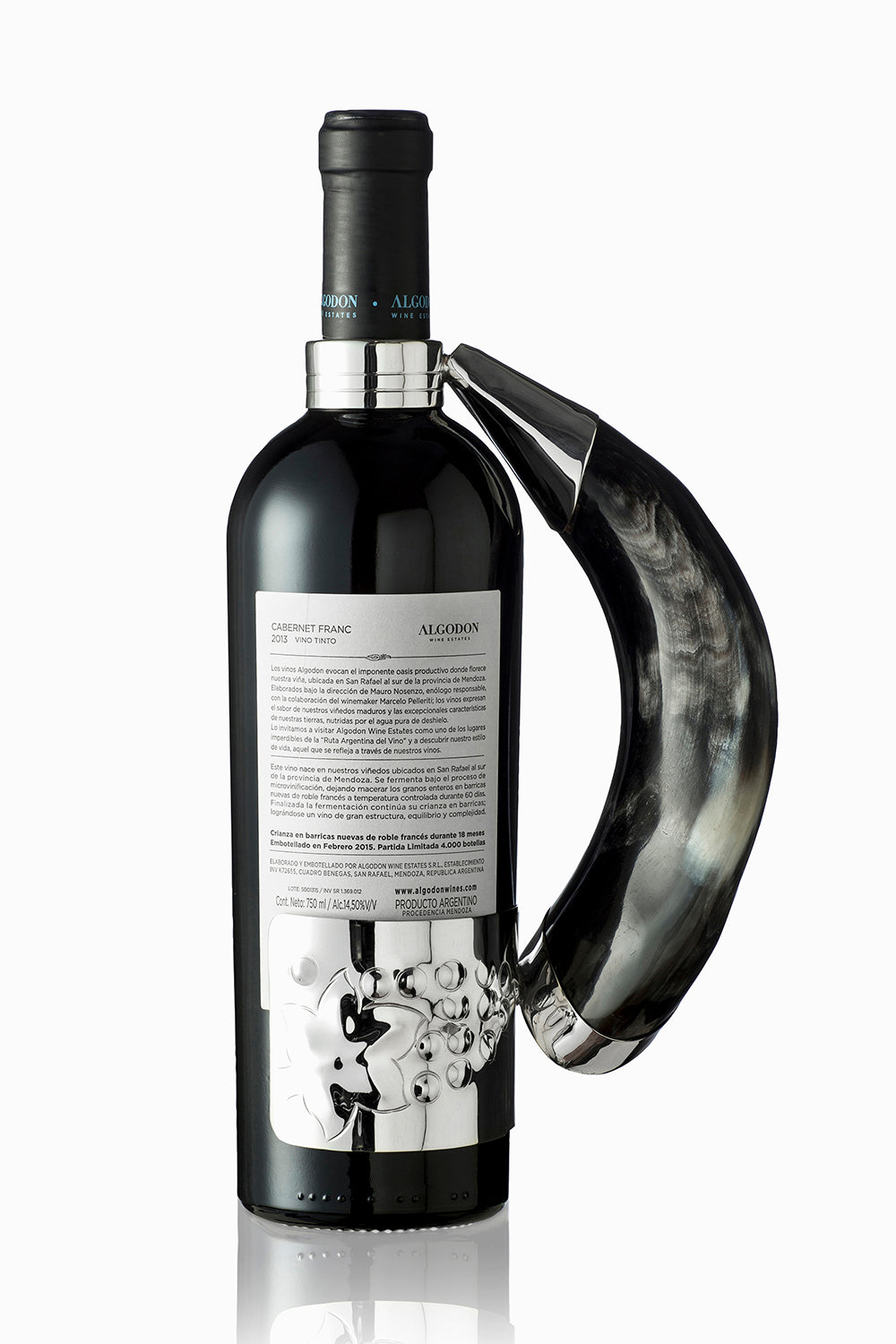 Palpala Wine Bottle Holder, Polished Silver