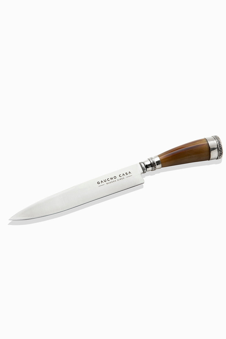 Gaucho Casa Tandil Gaucho Knife With Cow Horn and Nickel-Silver Handle and Stainless-Steel Blade