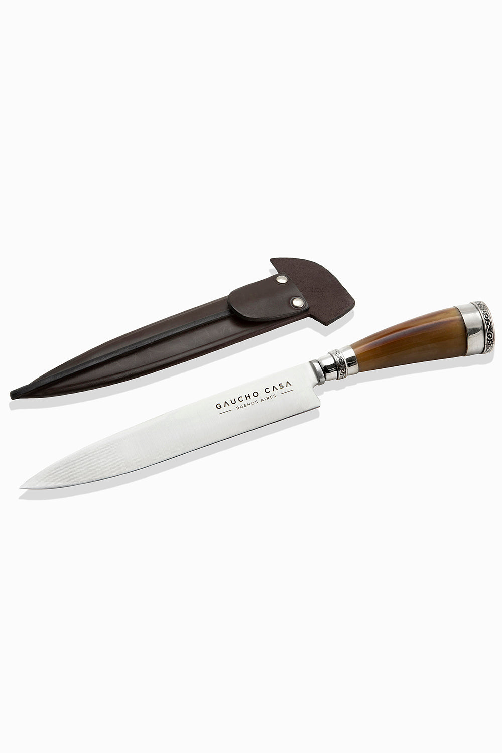 Gaucho Casa Tandil Gaucho Knife With Cow Horn and Nickel-Silver Handle and Stainless-Steel Blade