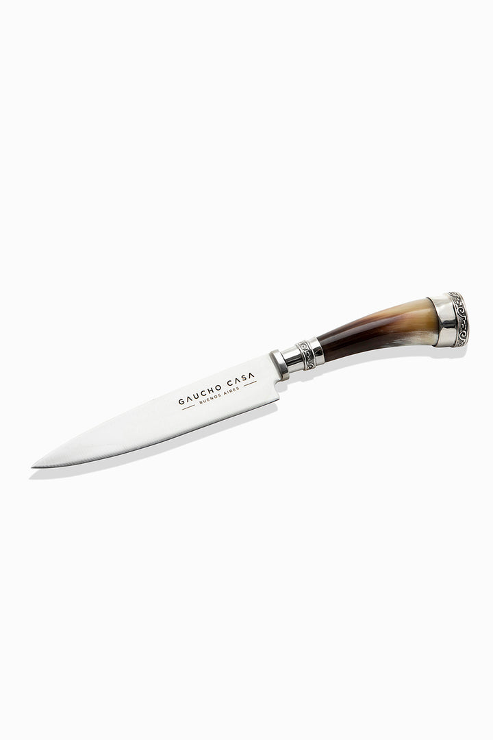 Gaucho Casa Tandil Gaucho Knife With Cow Horn and Nickel-Silver Handle and Stainless-Steel Blade