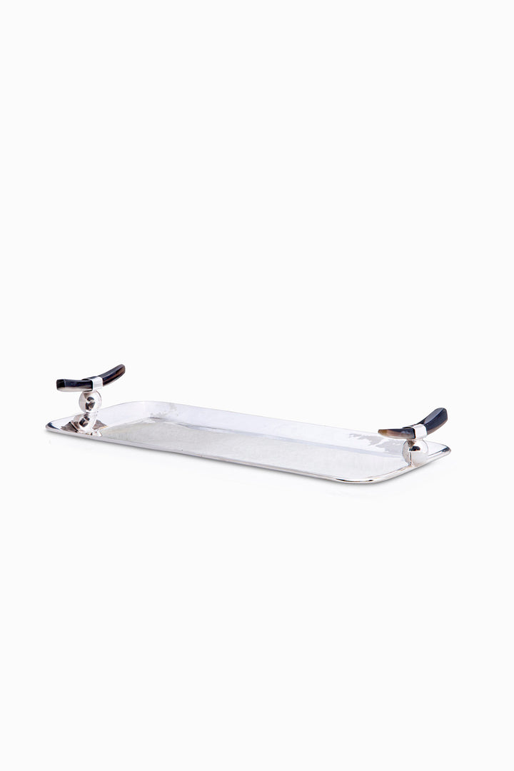 Mendoza Collection Cream & Sugar Serving Tray, Black Horn, Polished Silver