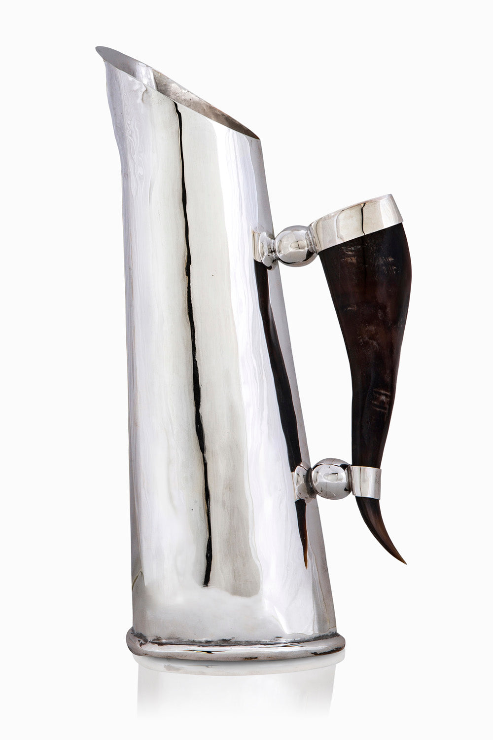 Mendoza Collection Water Jug, Black Horn, Polished Silver