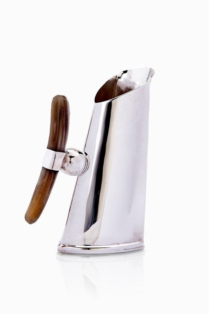 Mendoza Collection Creamer, Brown Horn, Polished Silver
