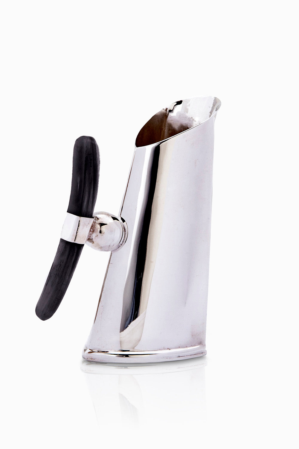 Mendoza Collection Creamer, Black Horn, Polished Silver