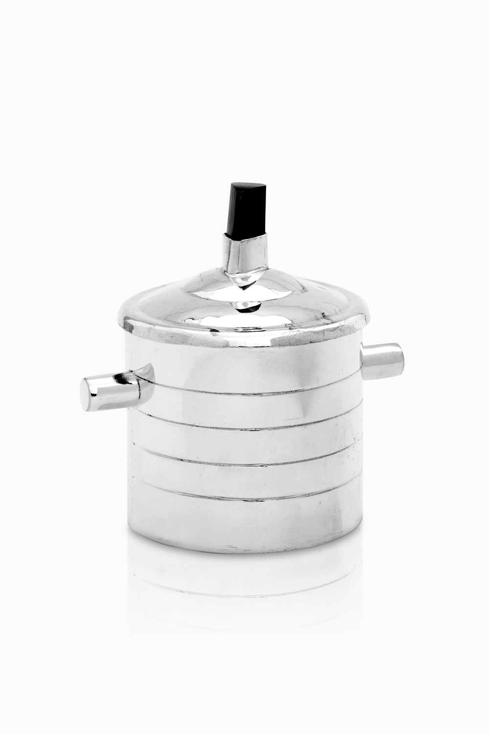 Mendoza Collection Sugar Jar, Black Horn, Polished Silver