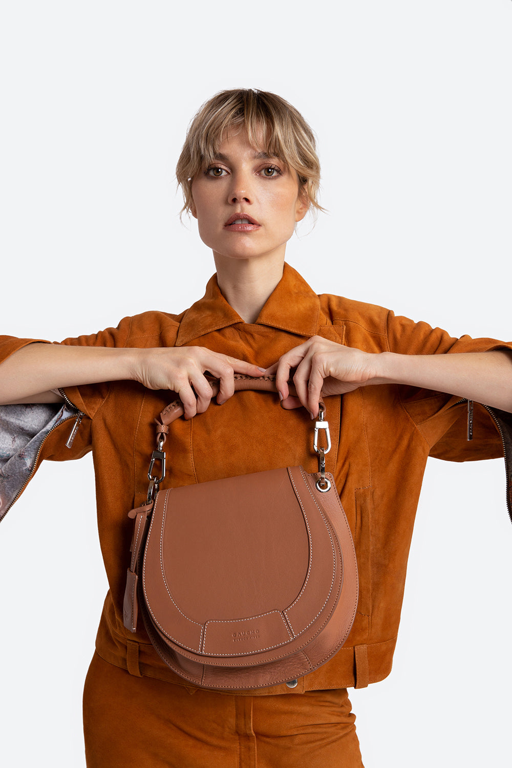 The Lucky Bag, Leather Saddle Bag in Cognac
