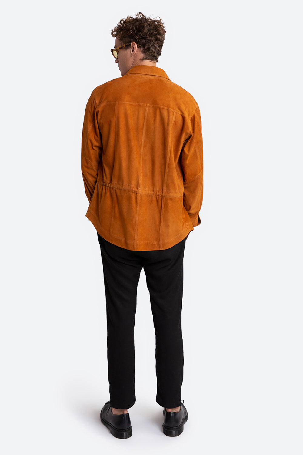 Sandro Suede Overshirt in Cognac