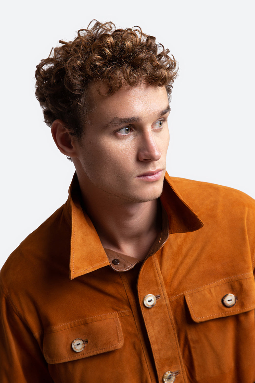 Sandro Suede Overshirt in Cognac