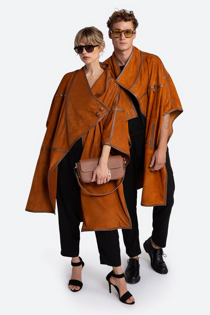 Women's Elvira and Men’s Alvaro Suede Cape in Tan