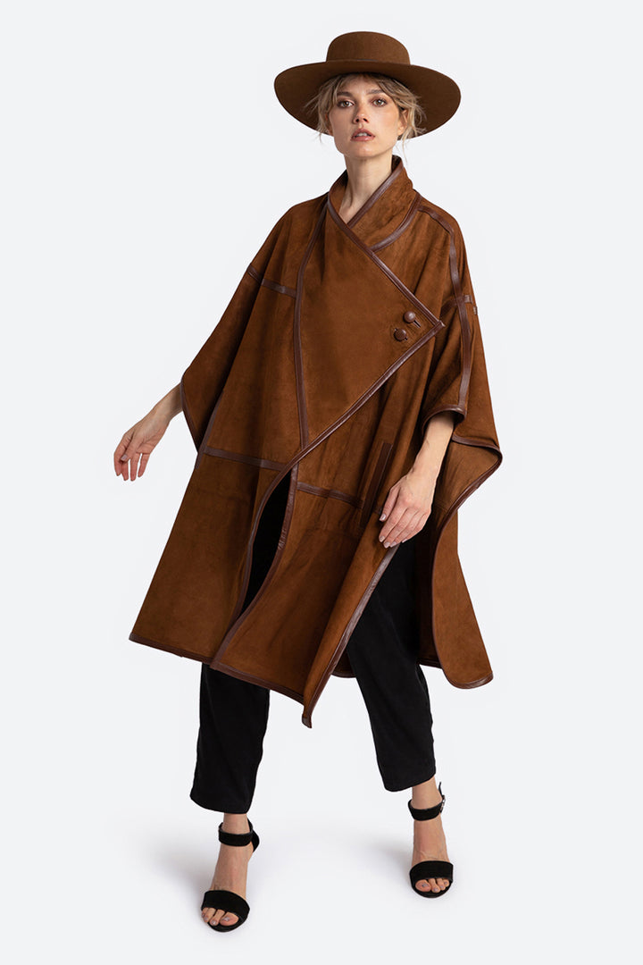 Women’s Elvira Suede Cape in Brown