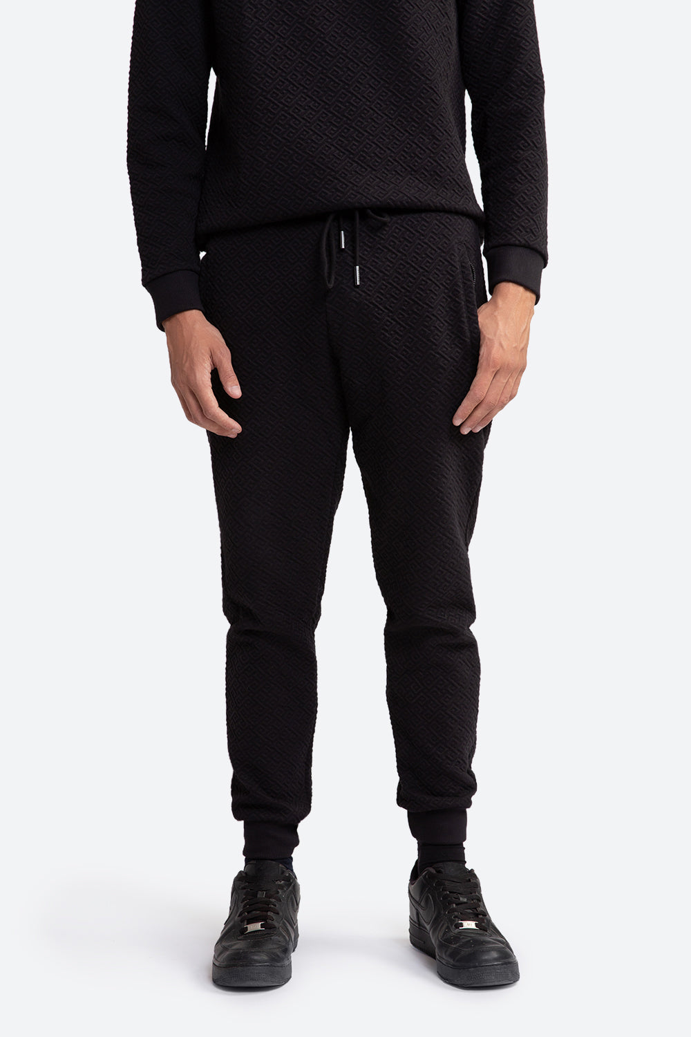 Men's Belgrano Gaucho Pattern Track Pants in Black