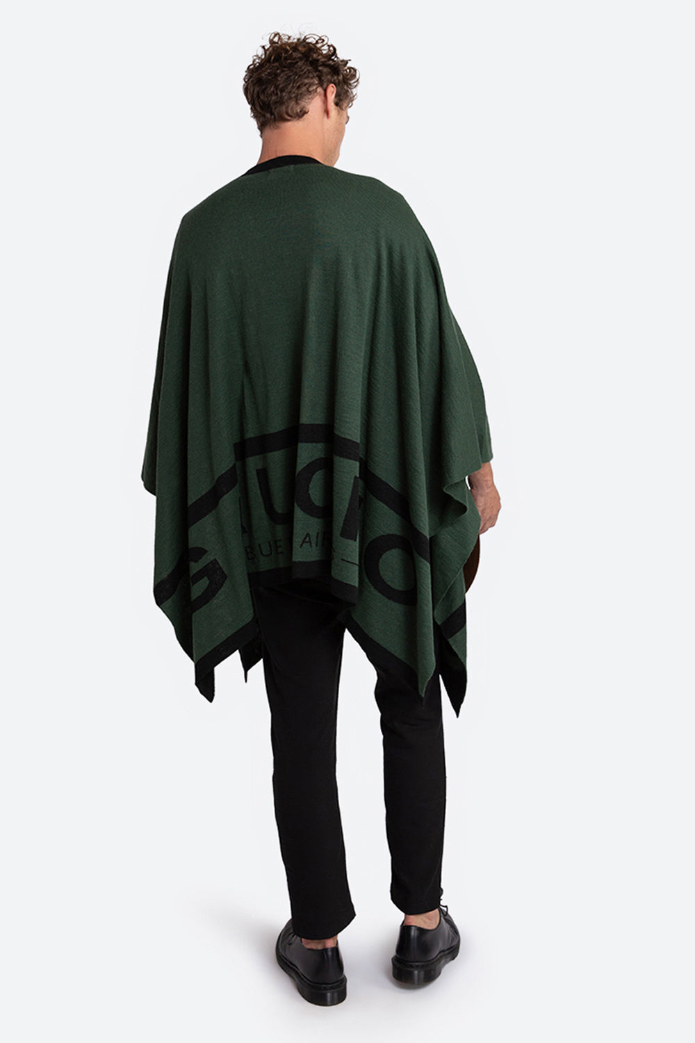 Men's Gaucho Alpaca Blend Ruana in Green and Black