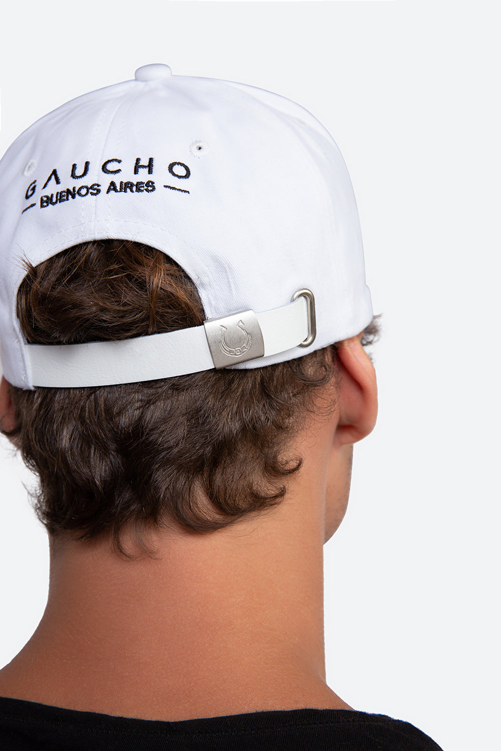 Iconic Gaucho Cap in White with Black Embroidery