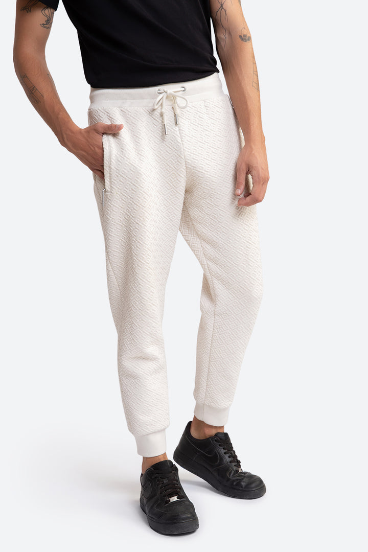 Men's Belgrano Gaucho Pattern Track Pants in Cream