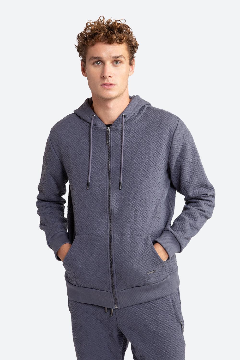 Men's Alsina Gaucho Pattern Zip Hoodie in Slate