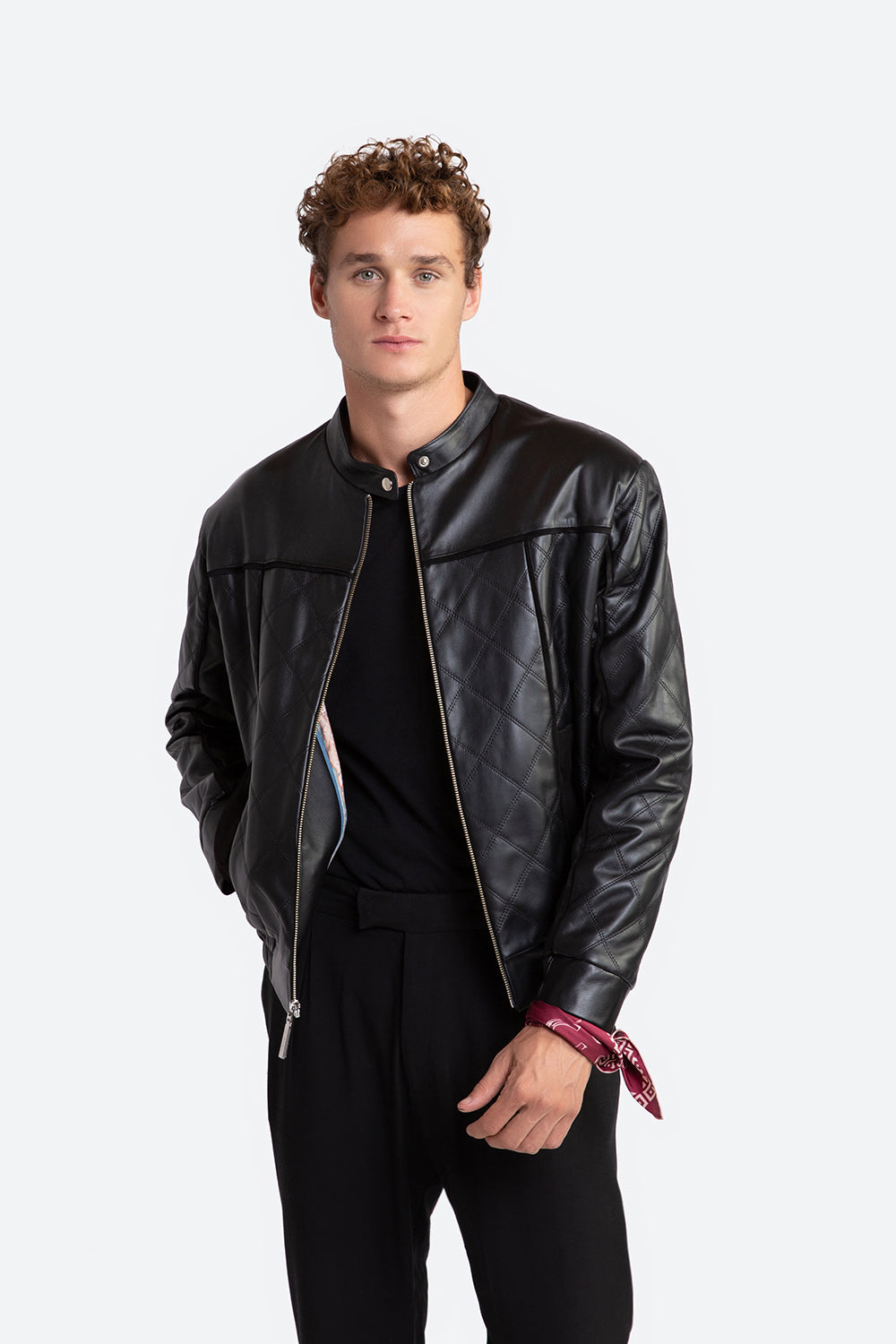 Saturnino Quilted Sheepskin Bomber Jacket in Black – Gaucho